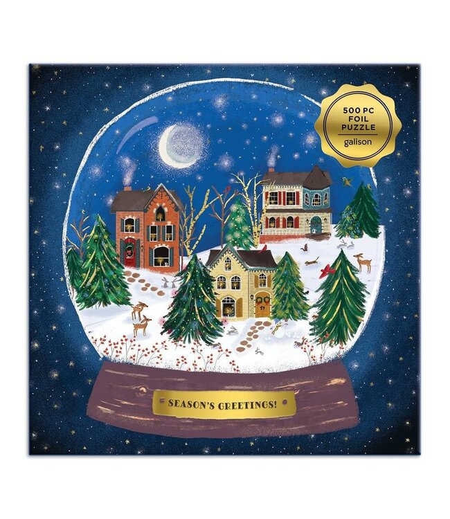 Galison Winter Snow Globe Foil Puzzle 500pc