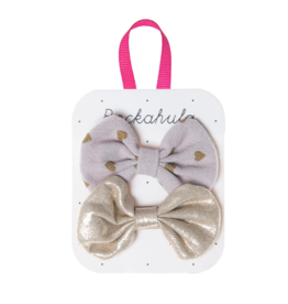 Rockahula Rockahula Scattered Heart and Gold Bow Clips