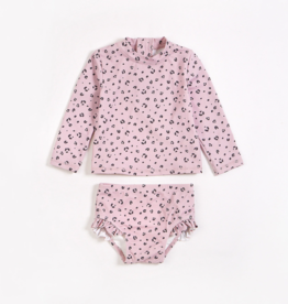 Petit Lem Cheetah Print on Violet L/S Swim Set