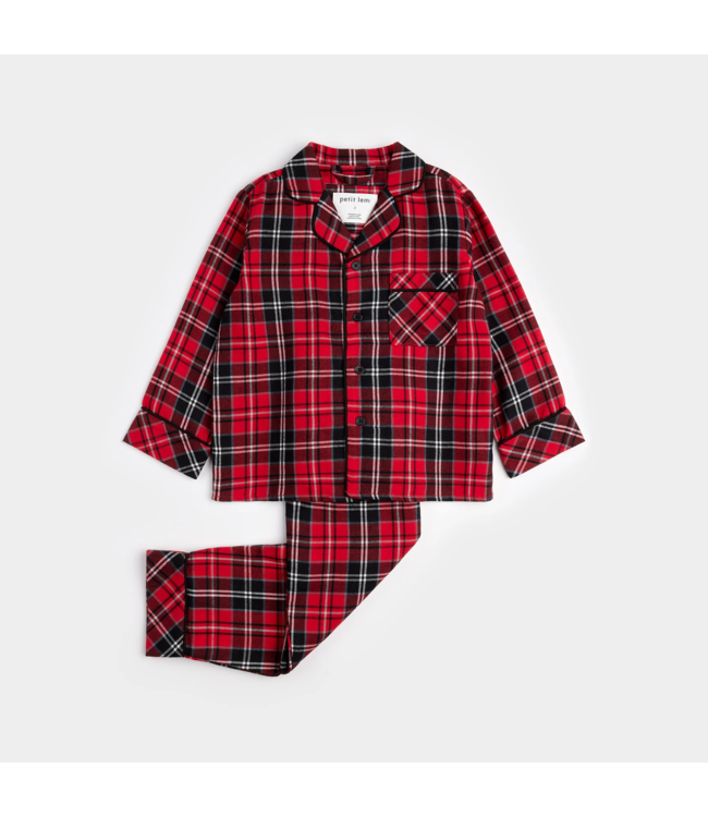 Petit Lem Scarlet Tartan Plaid Flannel Infant PJ Set