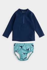 Petit Lem Petit Lem Rashguard Set with Swim Diaper Whales