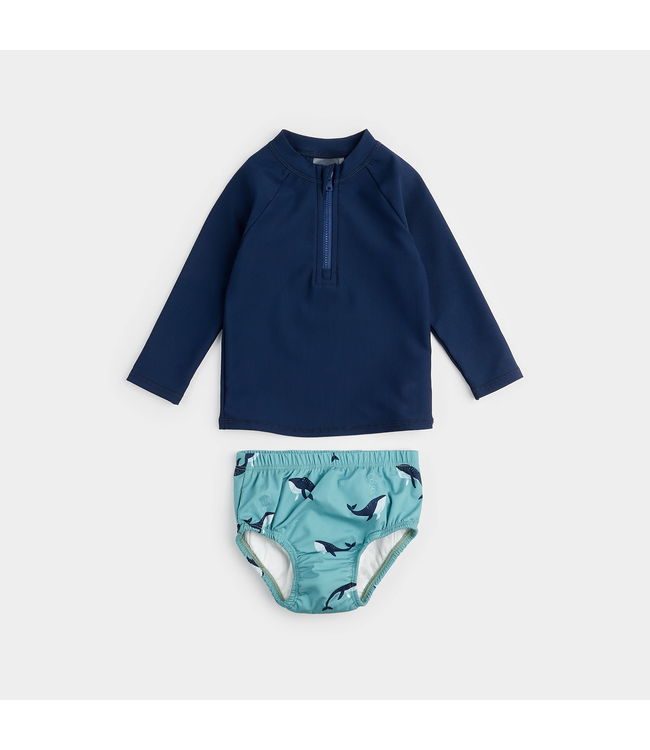 Petit Lem Petit Lem Rashguard Set with Swim Diaper Whales