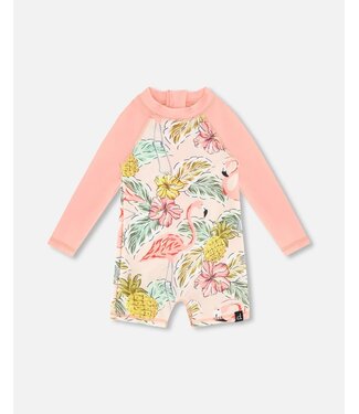 Deux par Deux Flamingo One Piece Long Sleeve Rashguard