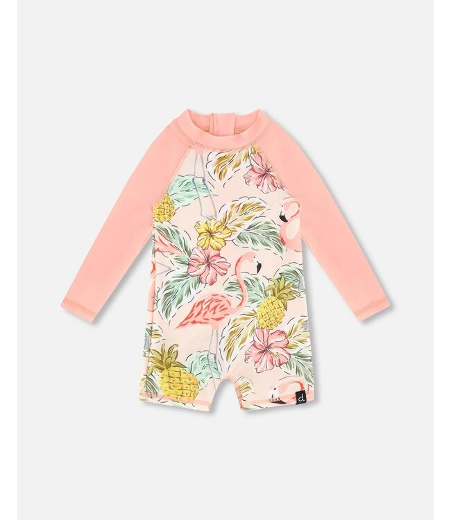 Deux par Deux Flamingo One Piece Long Sleeve Rashguard