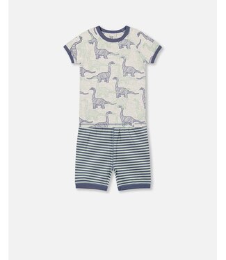 Deux par Deux Deux par Deux Two Piece Short PJ Set Printed Dinosaurs