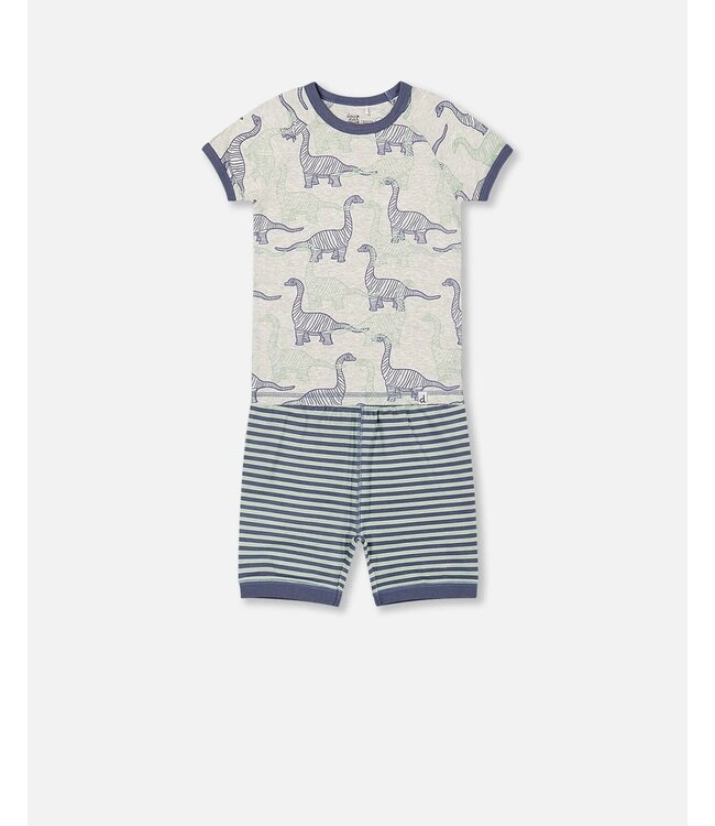 Deux par Deux Deux par Deux Two Piece Short PJ Set Printed Dinosaurs