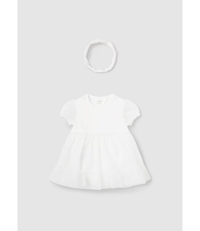 Mayoral Mayoral Newborn Romper w/ Tulle Skirt and Crown