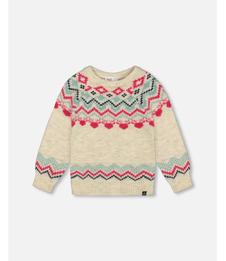 Deux par Deux Deux par Deux Norvegian Jacquard Wool Blend Sweater