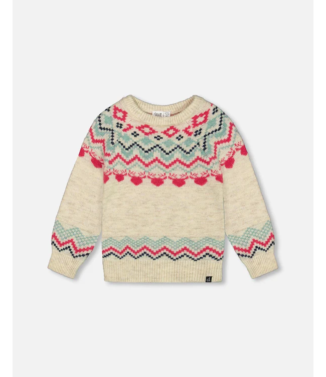 Deux par Deux Deux par Deux Norvegian Jacquard Wool Blend Sweater