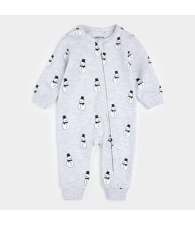 Petit Lem Petit Lem Fleece Playsuit Merry Snowman Print