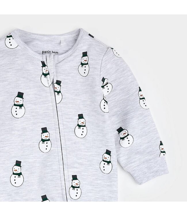 Petit Lem Petit Lem Fleece Playsuit Merry Snowman Print