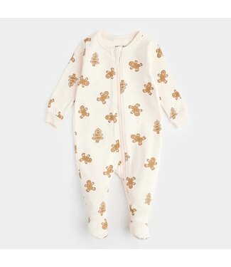 Petit Lem Footed Sleeper Gingerbread Print