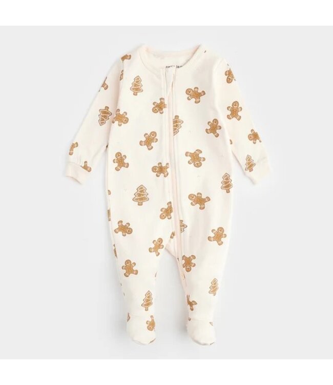 Petit Lem Footed Sleeper Gingerbread Print