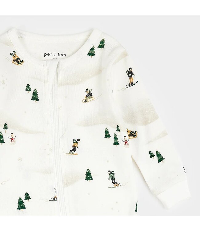 Petit Lem Footed Sleeper Frosty Festivities Print