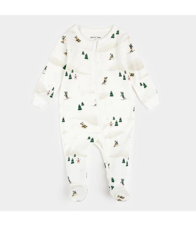 Petit Lem Footed Sleeper Frosty Festivities Print