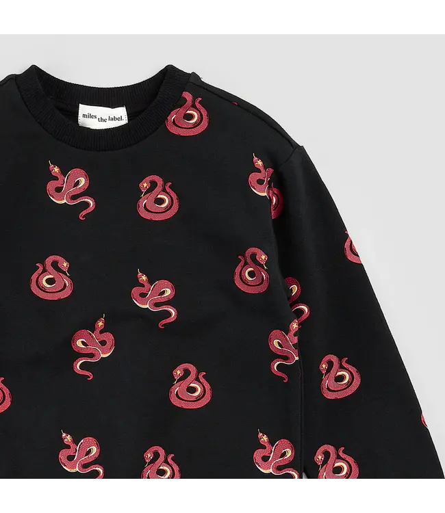 Miles the Label Miles Sweatshirt Snake Print on Black