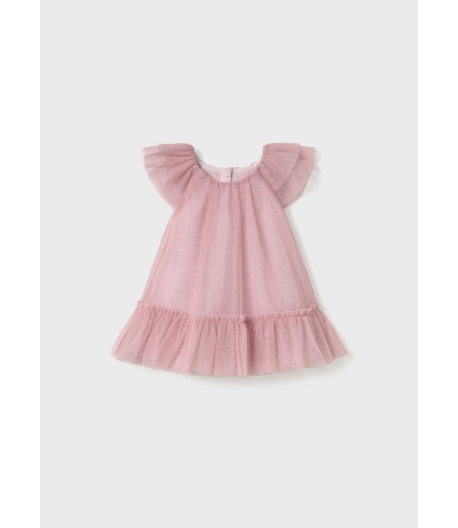 Mayoral Tulle Flutter Sleeve Dress