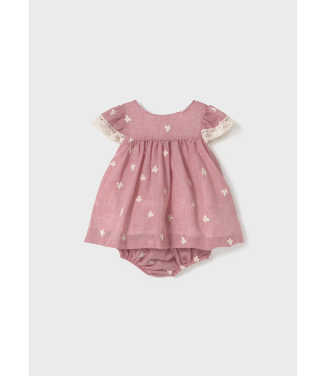 Mayoral Mayoral Flutter Sleeve Butterfly Dress and Bloomer Set