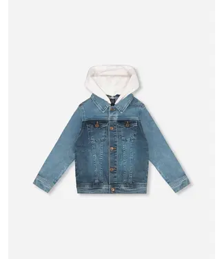 Deux par Deux Denim Jacket with French Terry Hood