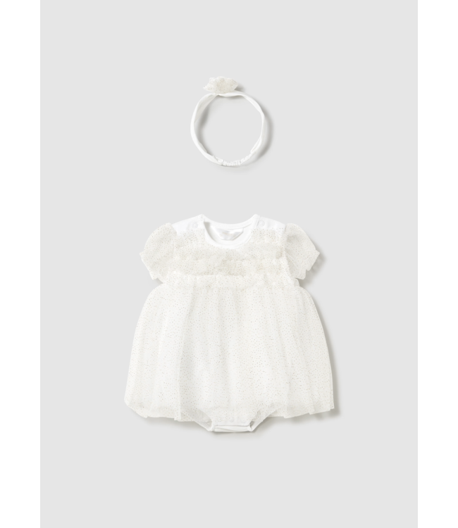 Mayoral Tulle Onesie Dress with Headband
