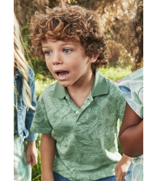 Mayoral Short Sleeve Polo Frond Print