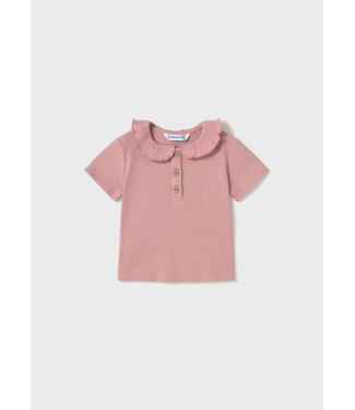 Mayoral Mayoral Ruffle Collar Ribbed Short Sleeve Top