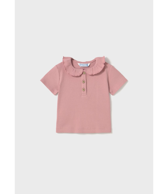 Mayoral Mayoral Ruffle Collar Ribbed Short Sleeve Top