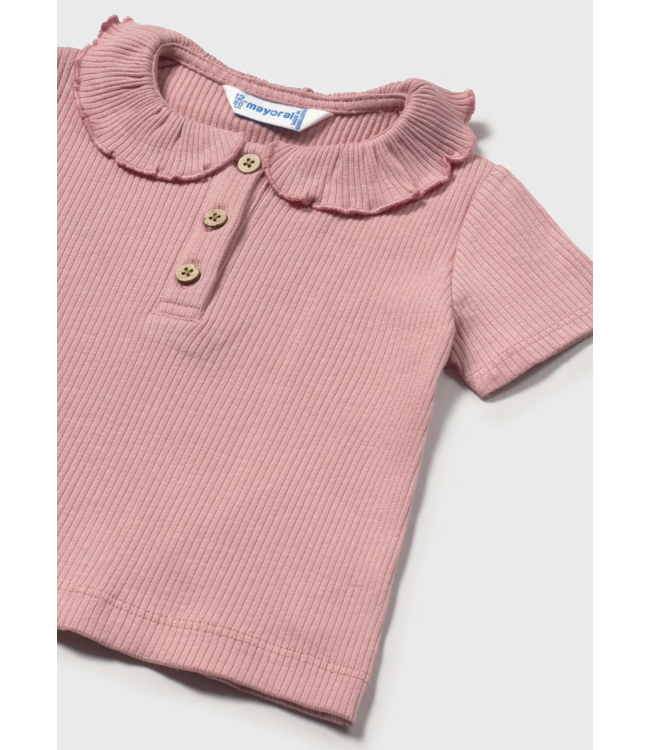 Mayoral Mayoral Ruffle Collar Ribbed Short Sleeve Top