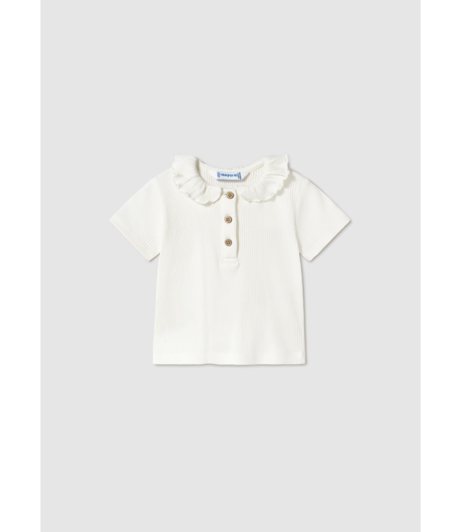 Mayoral Mayoral Ruffle Collar Ribbed Short Sleeve Top