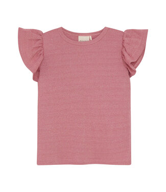Minymo Minymo Glitter Flutter Sleeve Tee