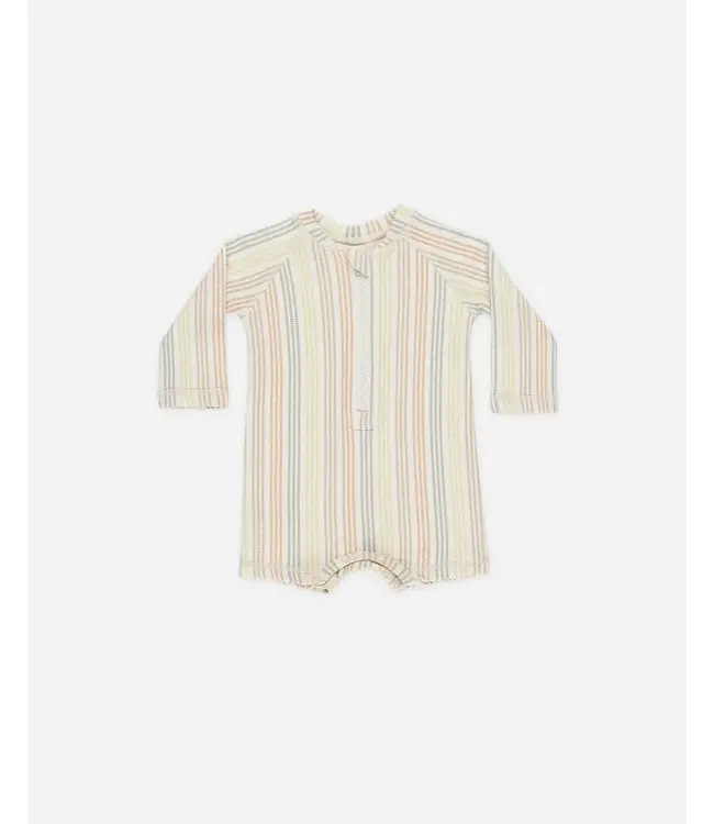 Quincy Mae Long Sleeve One-Piece Rashguard Multi Stripe