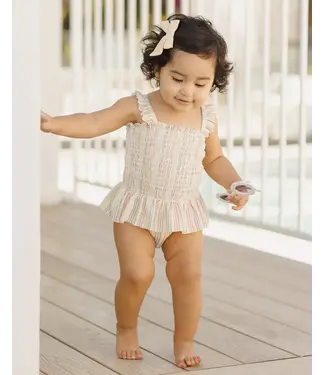 Quincy Mae Quincy Mae Smocked One-Piece Swimsuit Multi Stripe