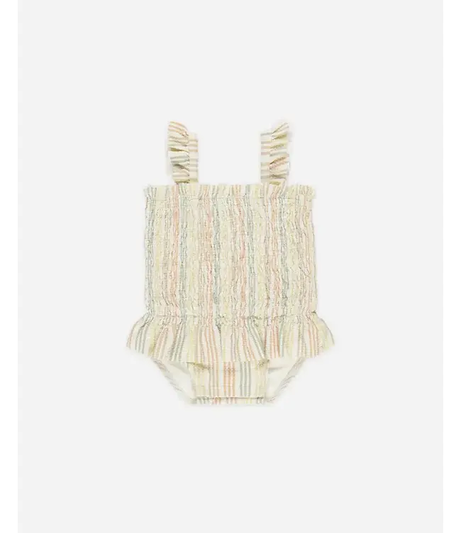 Quincy Mae Smocked One-Piece Swimsuit Multi Stripe