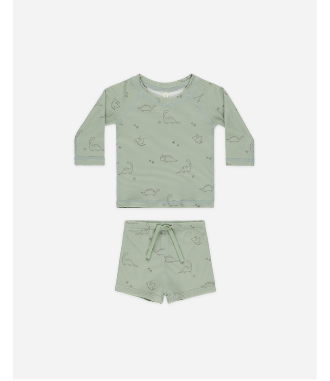 Quincy Mae Finn Rashguard Short Set Dino