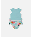 Deux par Deux Swim Set Turquoise and Pink Flowers