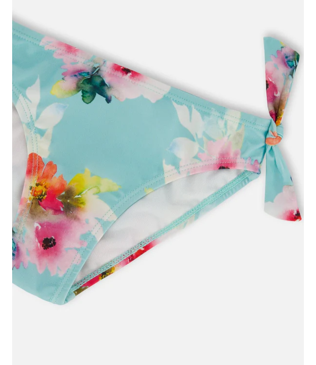 Deux par Deux Swim Set Turquoise and Pink Flowers