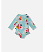 Deux par Deux Swim Suit Turquoise and Pink Flowers
