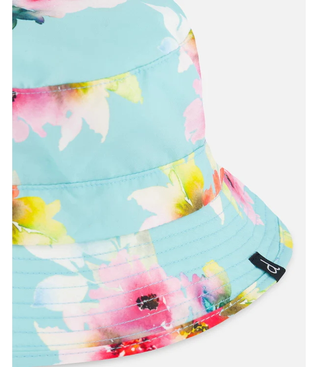 Deux par Deux Sun Hat Turquoise and Pink Flowers