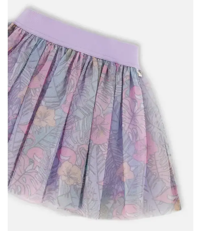 Deux par Deux Printed Mesh Skirt Flamingo Jungle