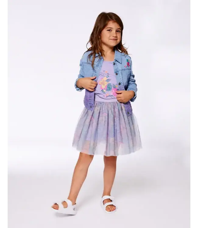 Deux par Deux Printed Mesh Skirt Flamingo Jungle