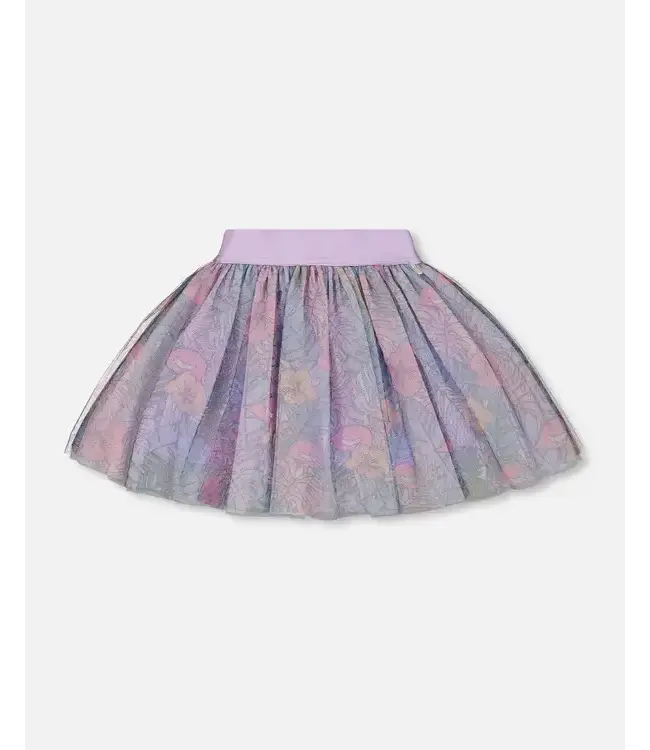 Deux par Deux Printed Mesh Skirt Flamingo Jungle