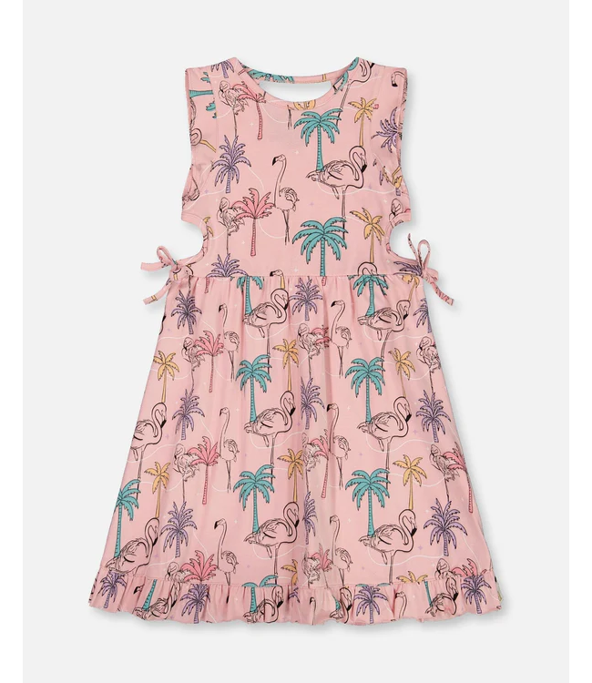 Deux par Deux Jersey Dress Flamingo Print