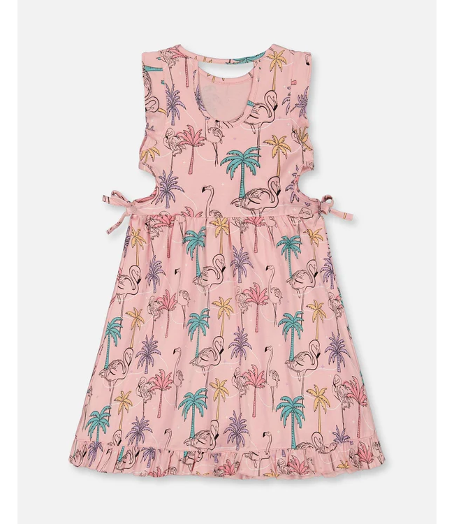 Deux par Deux Jersey Dress Flamingo Print