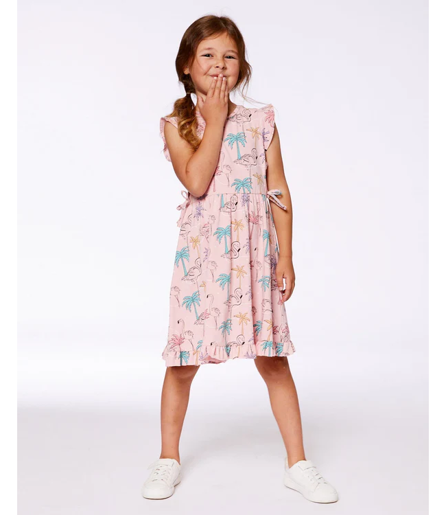 Deux par Deux Jersey Dress Flamingo Print