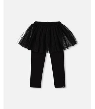 Deux par Deux Leggings With Tulle Skirt Black
