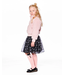 Deux par Deux Organza And Mesh Skirt Black With Unicorn Print