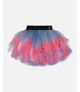 Deux par Deux Multi Layer Mesh Skirt Multicolor with Glitter
