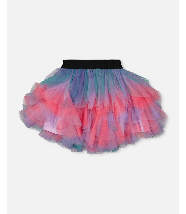 Deux par Deux Multi Layer Mesh Skirt Multicolor with Glitter