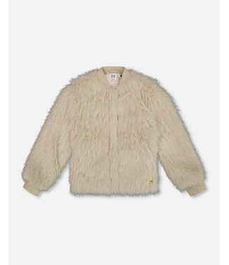Deux par Deux Short Faux Fur Coat Beige
