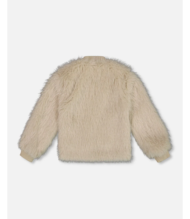 Deux par Deux Short Faux Fur Coat Beige